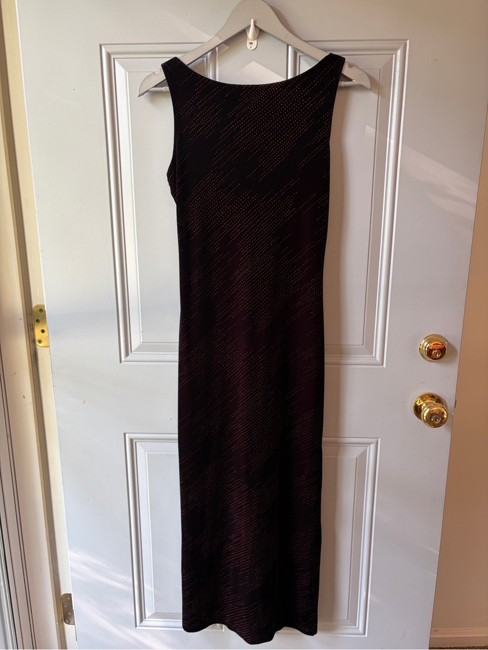Sleeveless Black Maxi Dress with Red Sparkle